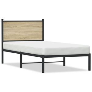 vidaXL Metallbett ohne Matratze Sonoma-Eiche 80x200 cm