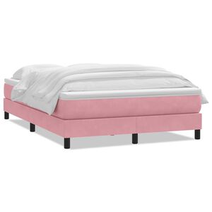 vidaXL Boxspringbett mit Matratze Rosa 160x220 cm Samt