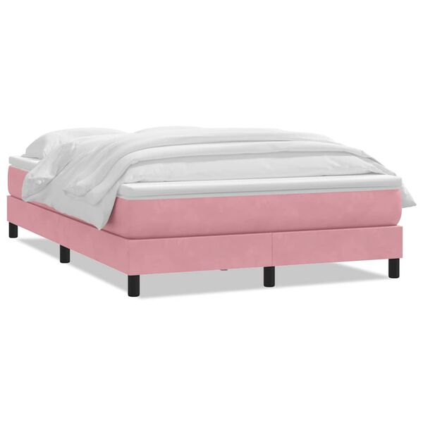 vidaXL Boxspringbett mit Matratze Rosa 160x220 cm Samt