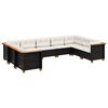 vidaXL 9-tlg. Garten-Sofagarnitur mit Kissen Schwarz Poly Rattan