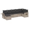vidaXL 7-tlg. Garten-Sofagarnitur mit Kissen Hellgrau Poly Rattan