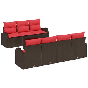 vidaXL Sofa Set 8 stk. 7-Sitzanzahl Braun und Rot Polyester