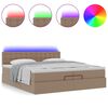 vidaXL Ottoman-Bett mit Matratzen LEDs Cappuccino 200x200cm Kunstleder