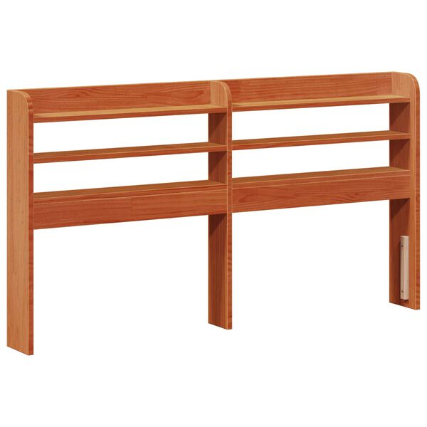 vidaXL Bettrahmen mit Kopfteil 2 pcs Wachsbraun Massivholz Kiefer