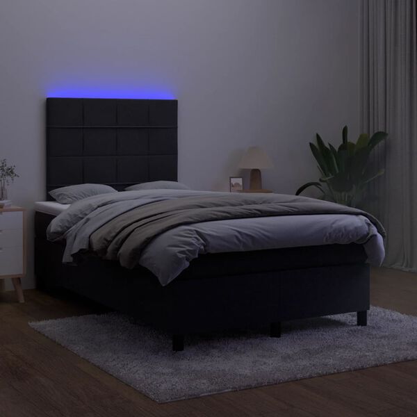vidaXL Boxspringbett mit Matratze & LED Schwarz 120x190 cm Samt