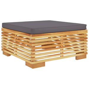 vidaXL Gartenhocker mit Dunkelgrauen Kissen Massivholz Teak