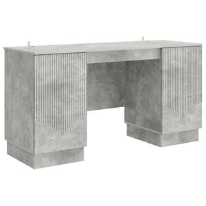 vidaXL Schreibtisch mit T&uuml;r Betongrau 142,5 x 50 x 75 cm Holzwerkstoff