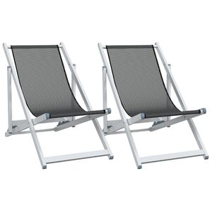 vidaXL Strandst&uuml;hle 2 Stk. Klappbar Grau Aluminium und Textilene
