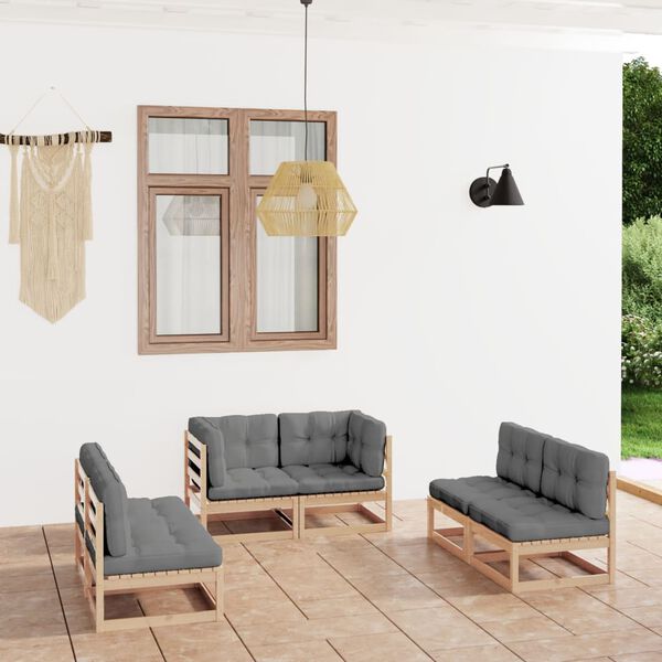vidaXL 6-tlg. Garten-Lounge-Set mit Kissen Kiefer Massivholz