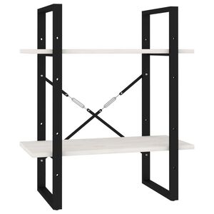 vidaXL B&uuml;cherregal 2 B&ouml;den Wei&szlig; 60x30x70 cm Massivholz Kiefer