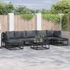 vidaXL Garten-Sofa-Set mit Kissen Schwarz Aluminium