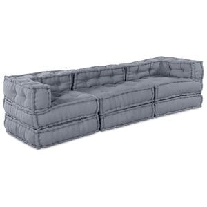 vidaXL Modulare Sofagarnitur 3 pcs Grau Stoff