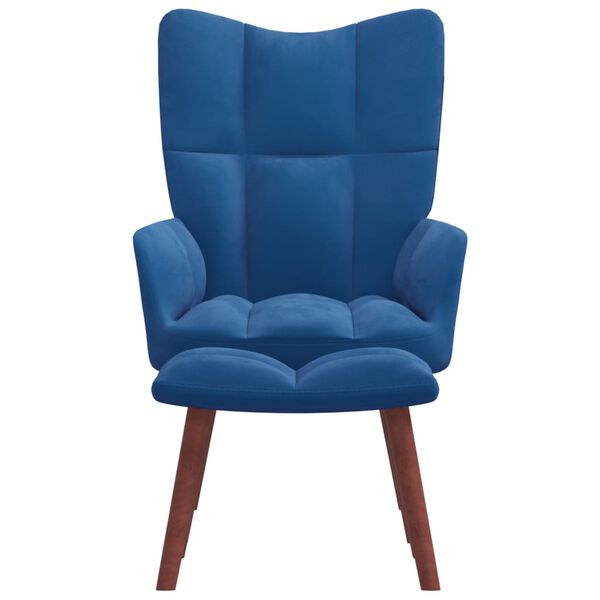 vidaXL Relaxsessel mit Hocker Blau Samt