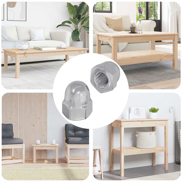 vidaXL Eichelmuttern 2 pcs Silber 12,8 x 12,8 x 6,5 cm Stahl