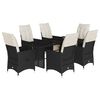 vidaXL 7-tlg. Garten-Essgruppe mit Kissen Schwarz Poly Rattan