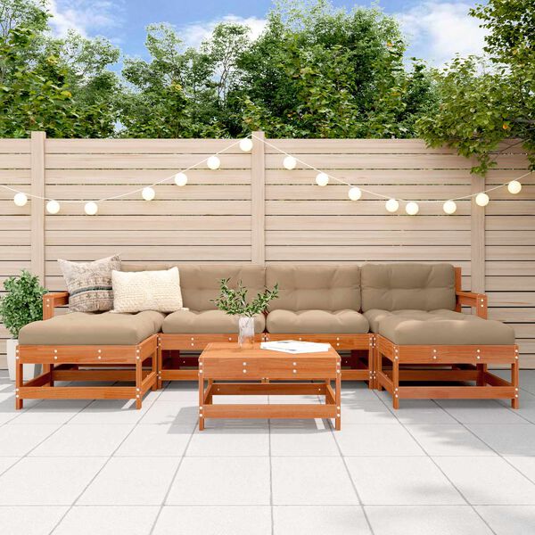 vidaXL Garten-Lounge-Set 6 pcs Wachsbraun Massives Kiefernholz