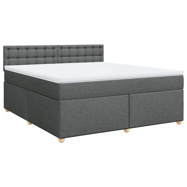 vidaXL Boxspringbett mit Matratze Dunkelgrau 180x200 cm Stoff