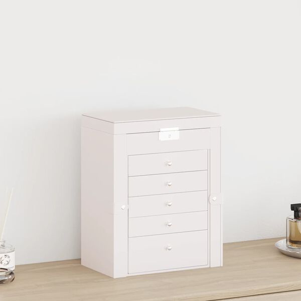 vidaXL Schmuckk&auml;stchen 6-Schichten mit Spiegel Abschlie&szlig;bar Wei&szlig;