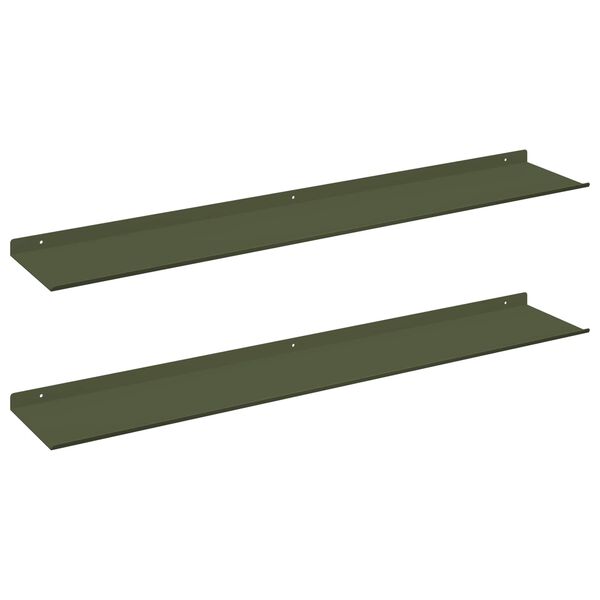 vidaXL Schwebendes Regal 2 pcs Olive Gr&uuml;n 100 x 18 x 2,5 cm Stahl