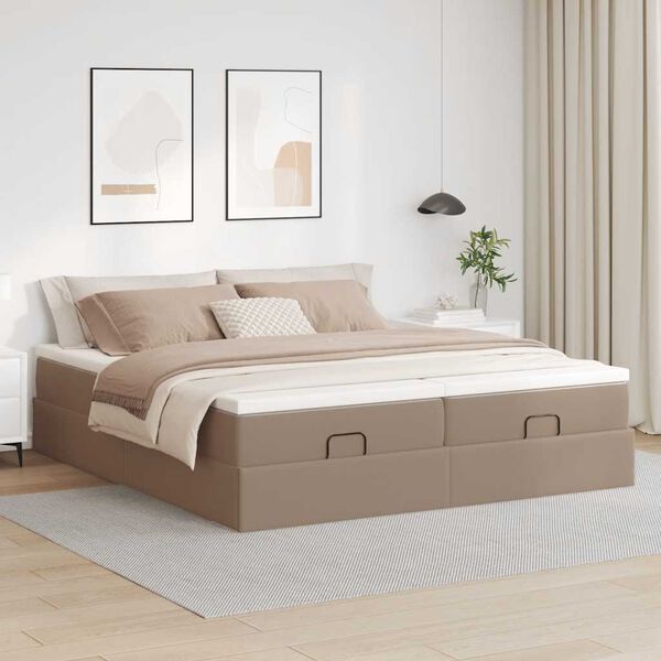 vidaXL Ottoman-Bett mit Matratzen Cappuccino 160x200cm Kunstleder