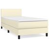 vidaXL Boxspringbett mit Matratze Creme 90x200 cm Kunstleder