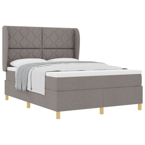 vidaXL Boxspringbett mit Matratze Dunkelgrau 90x190 cm Taupe Stoff