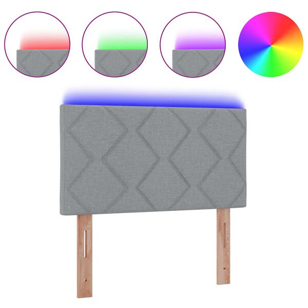 vidaXL Kopfteil mit LED-Lichtleisten mit Kopfteil Hellgrau 90 cm Stoff