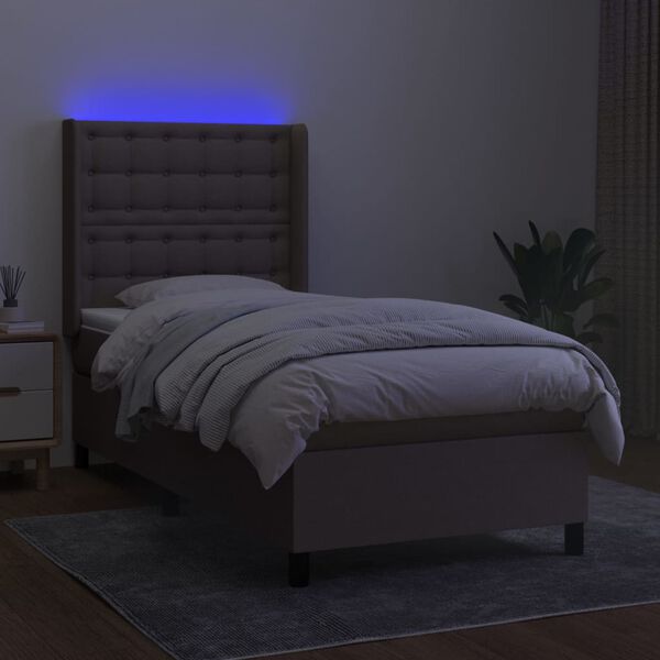 vidaXL Boxspringbett mit Matratze & LED Taupe 80x200 cm Stoff
