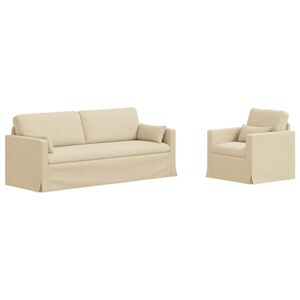 vidaXL Sofa 2 pcs Creme