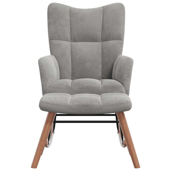 vidaXL Schaukelstuhl mit Hocker Hellgrau Samt