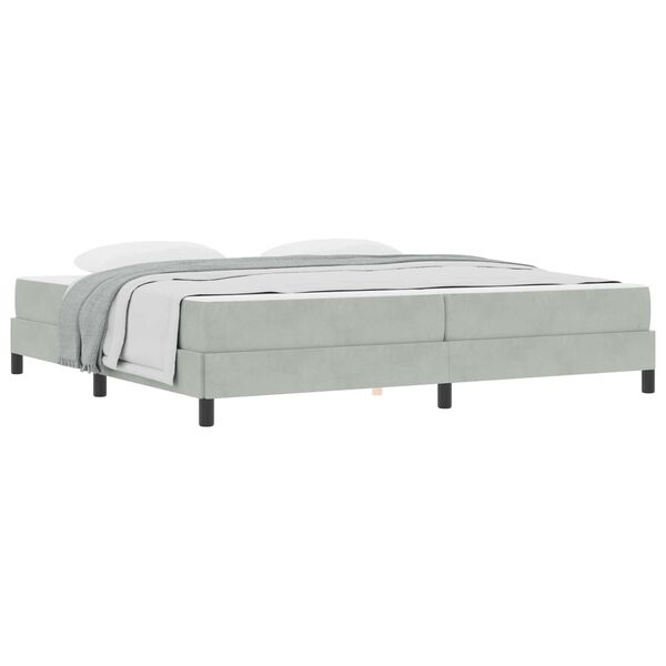 vidaXL Boxspringbett mit Matratze Hellgrau 200 x 200 cm Stoff