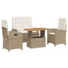 vidaXL 4-tlg. Garten-Essgruppe mit Kissen Beige Poly Rattan