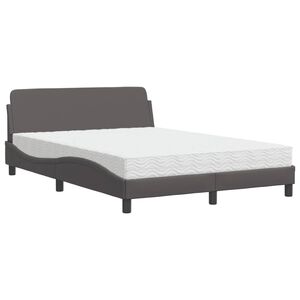 vidaXL Bett mit Matratze "Dover" Grau 140x200 cm Kunstleder