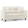 vidaXL 2-Sitzer-Sofa mit Kissen Creme 120 cm Kunstleder