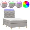 vidaXL Boxspringbett mit Matratze & LED Hellgrau 120x200 cm Stoff