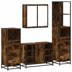 vidaXL 4-tlg. Badm&ouml;bel-Set R&auml;uchereiche Holzwerkstoff