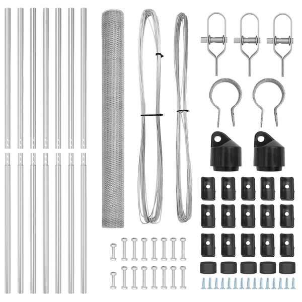 vidaXL Zaunpfosten Silber 10 x 1,5 m (25 mm Maschen) Stahl