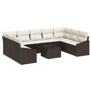 vidaXL Gartensofa-set 9 stk. Braun und Creme Poly-Rattan
