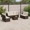vidaXL 8-tlg. Garten-Sofagarnitur mit Kissen Braun Poly Rattan