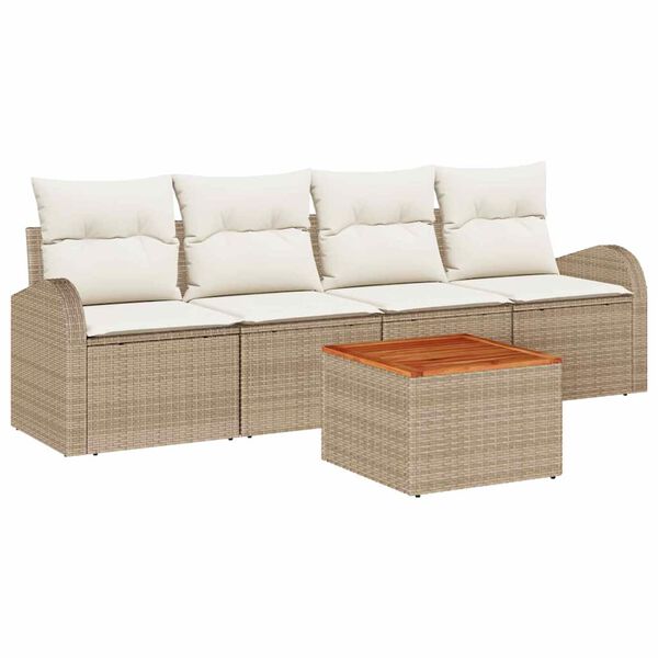 vidaXL Garten-Sofa-Set 5 pcs Beige und Wei&szlig;