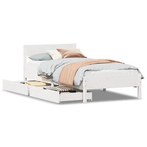 vidaXL Massivholzbett ohne Matratze Wei&szlig; 90x190 cm Kiefernholz