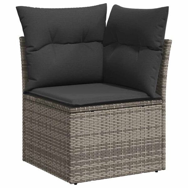 vidaXL 8-tlg. Garten-Sofagarnitur mit Kissen Grau Poly Rattan Akazie