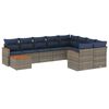 vidaXL 10-teiliges Gartensofa-Set mit Kissen, grau, Polyrattan