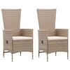 vidaXL Gartenst&uuml;hle 2 Stk. mit Auflagen Poly Rattan Beige