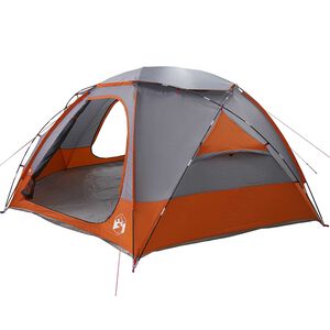 vidaXL Kuppelzelt mit abnehmbarem Regenfly 8 Personen Grau und Orange