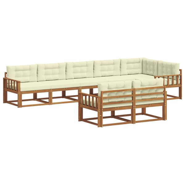vidaXL Outdoor-Sofagarnitur mit Kissen 8 pcs Natur und Creme