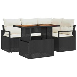 vidaXL Gartensofa-set 5 stk. 4-Sitzanzahl Schwarz und Creme