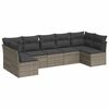 vidaXL 7-tlg. Garten-Sofagarnitur mit Kissen Grau Poly Rattan