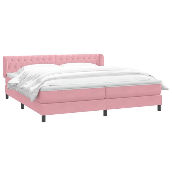 vidaXL Boxspringbett mit Matratzen Rosa 200x210 cm Samt