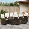 vidaXL Garten Essgruppe mit Kissen 9 pcs Braun Poly-Rattan